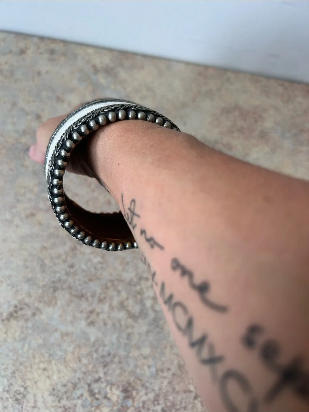 Vintage Sterling Silver Boho Style Bangle Bracelet 1.75” wide/2.5” diameter